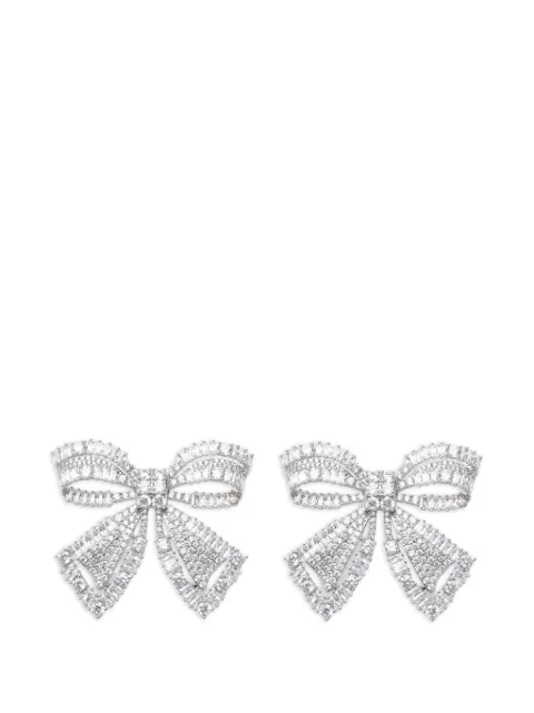 Self-Portrait crystal-embellished bow earrings