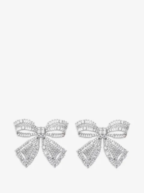 Self-Portrait crystal-embellished bow earrings