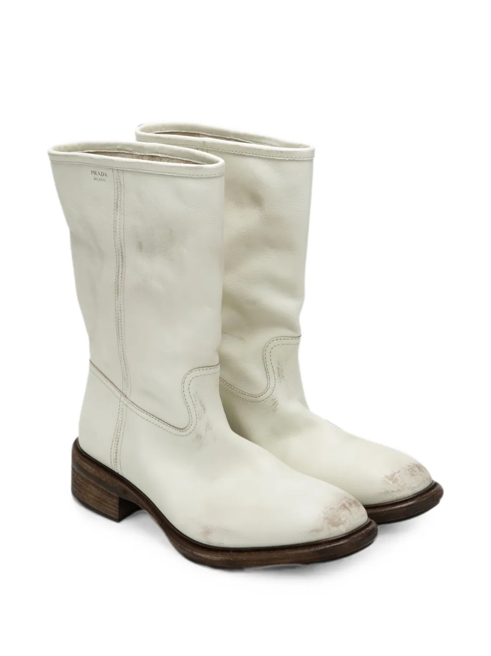 Prada Leren laarzen Beige