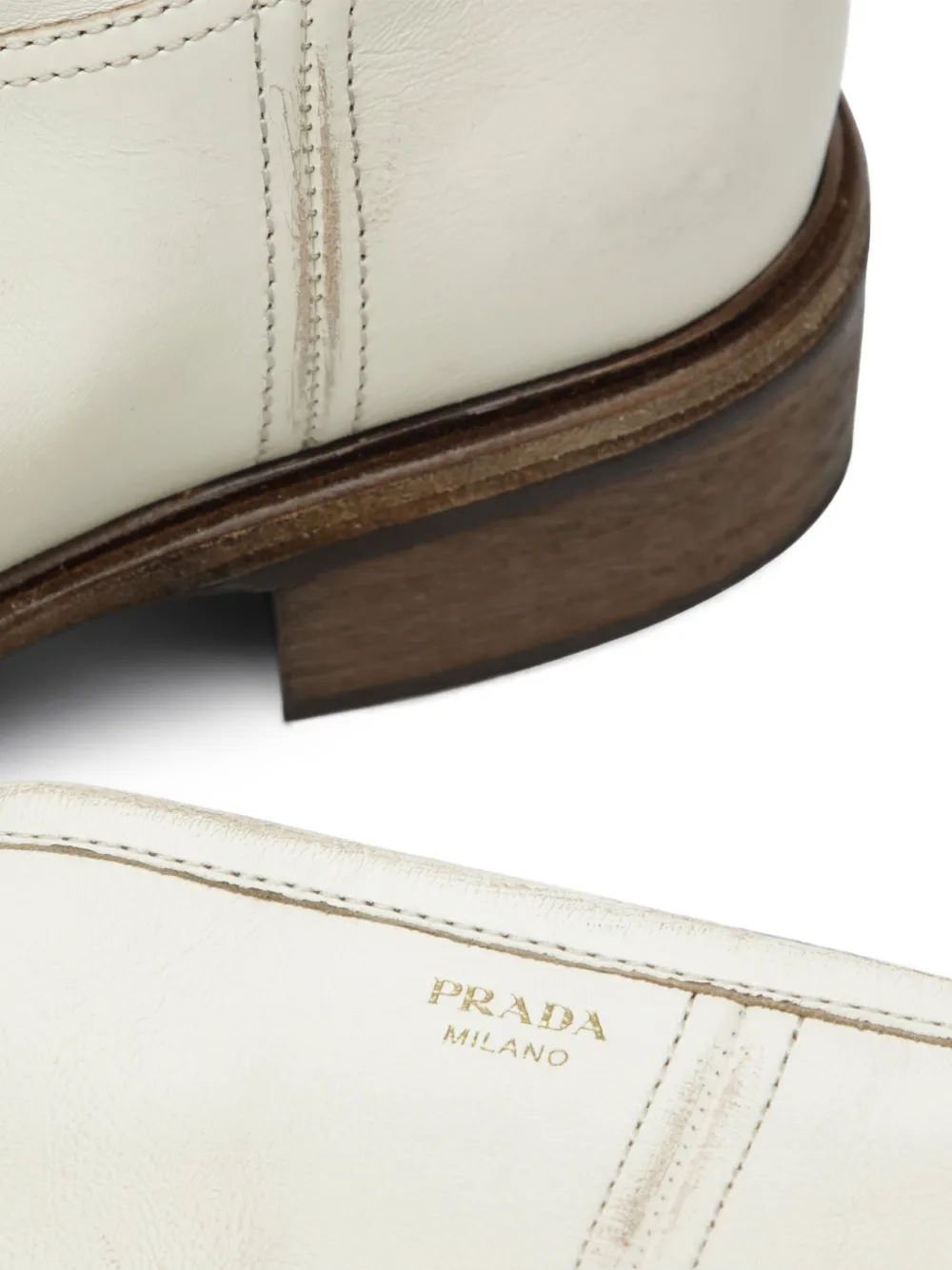 Prada Leren laarzen Beige