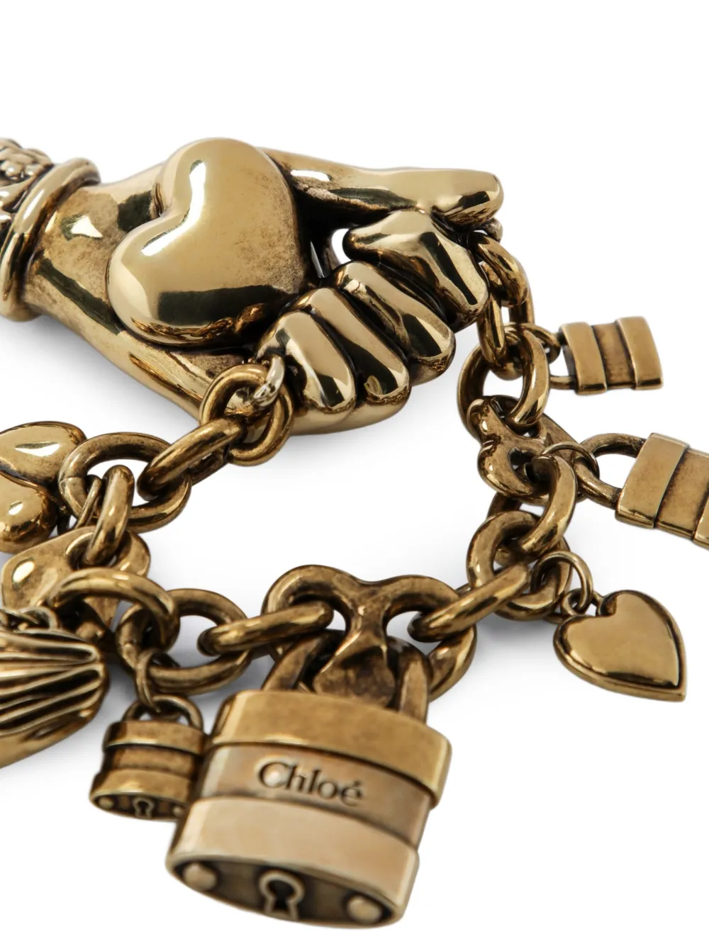 Chloé Sleutelhanger verfraaid met bedel en hand-patroon Goud