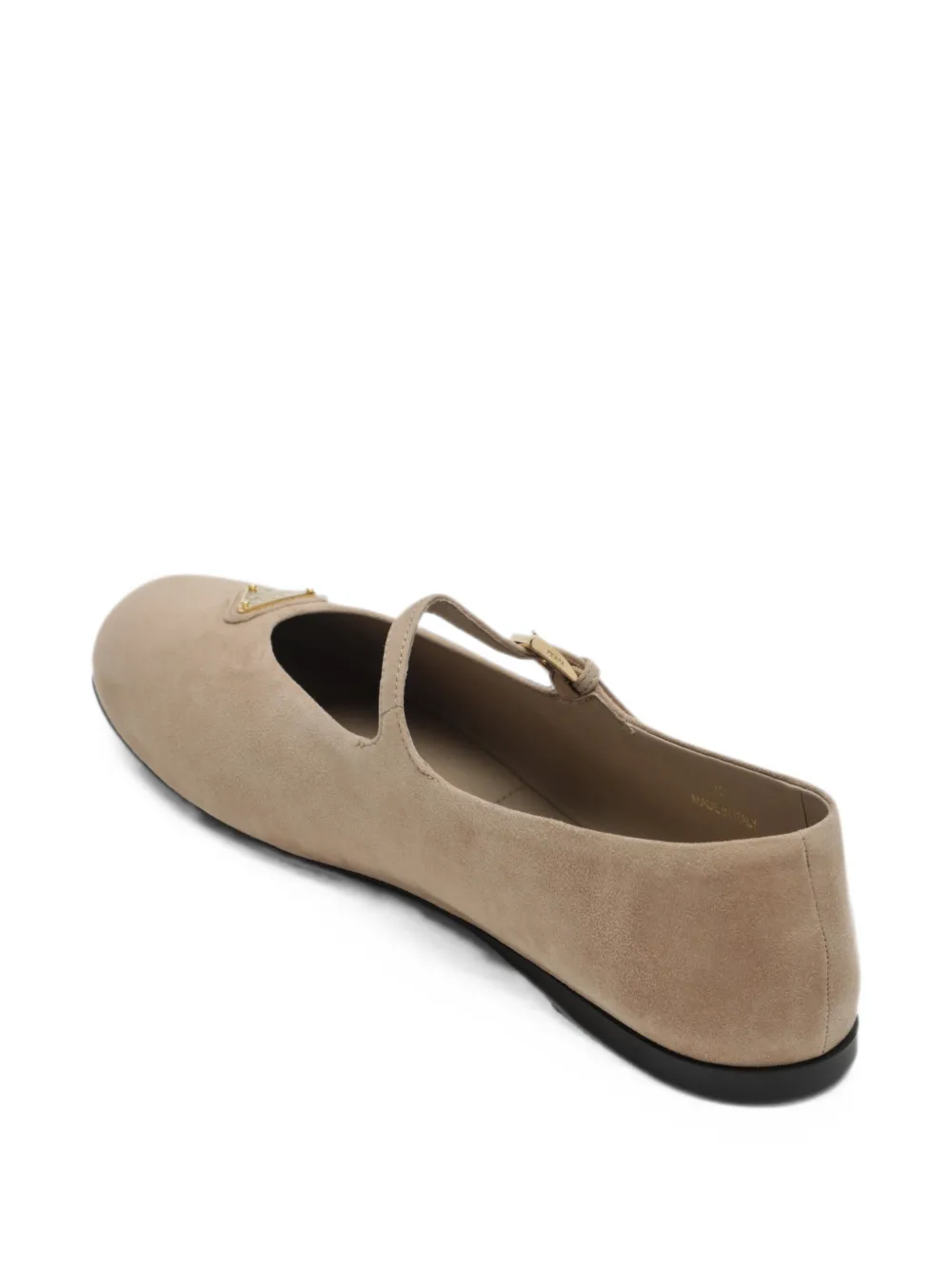 Prada Suède ballerina's met gespbandje Beige