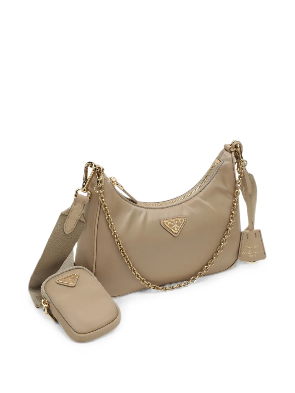 Prada Re-Edition 2005 schoudertas Beige
