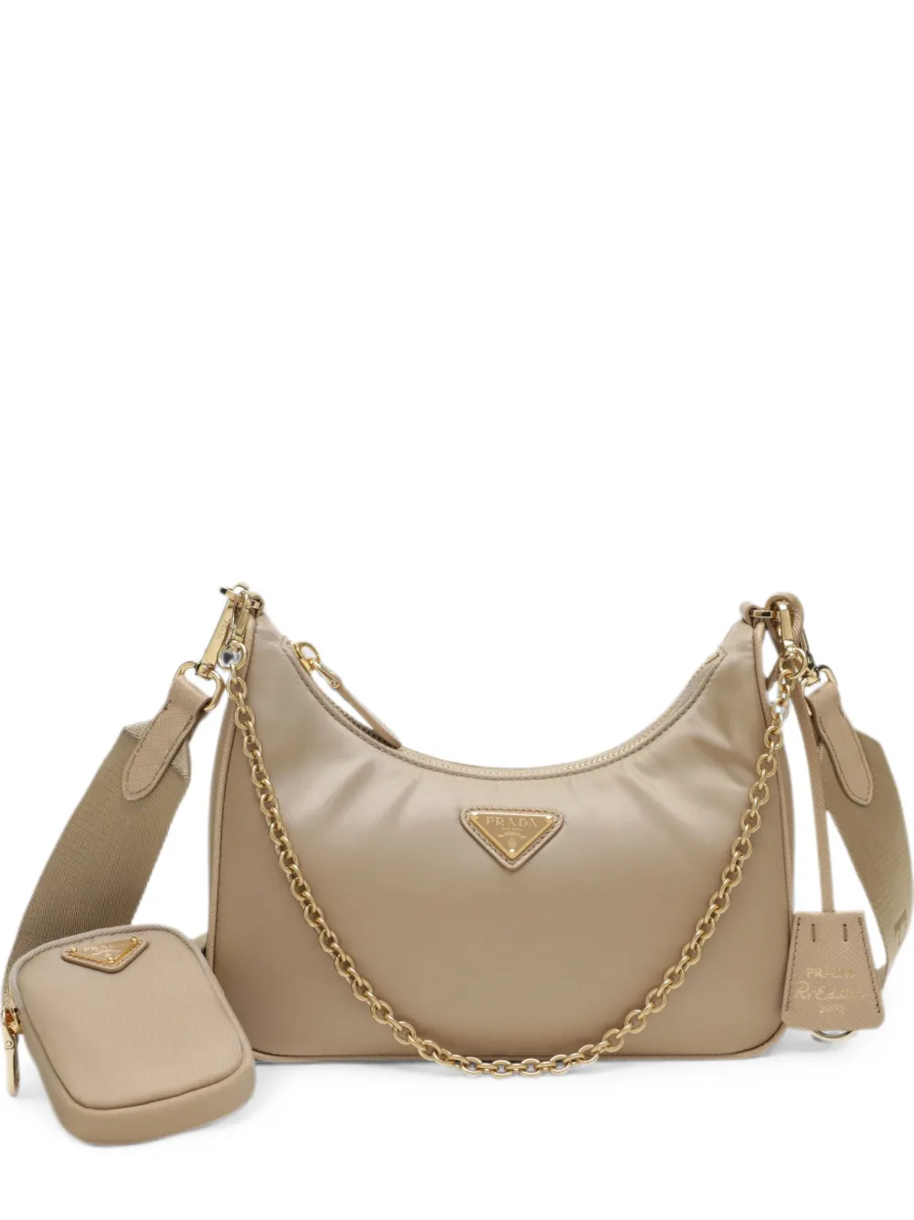 Prada Re-Edition 2005 schoudertas Beige