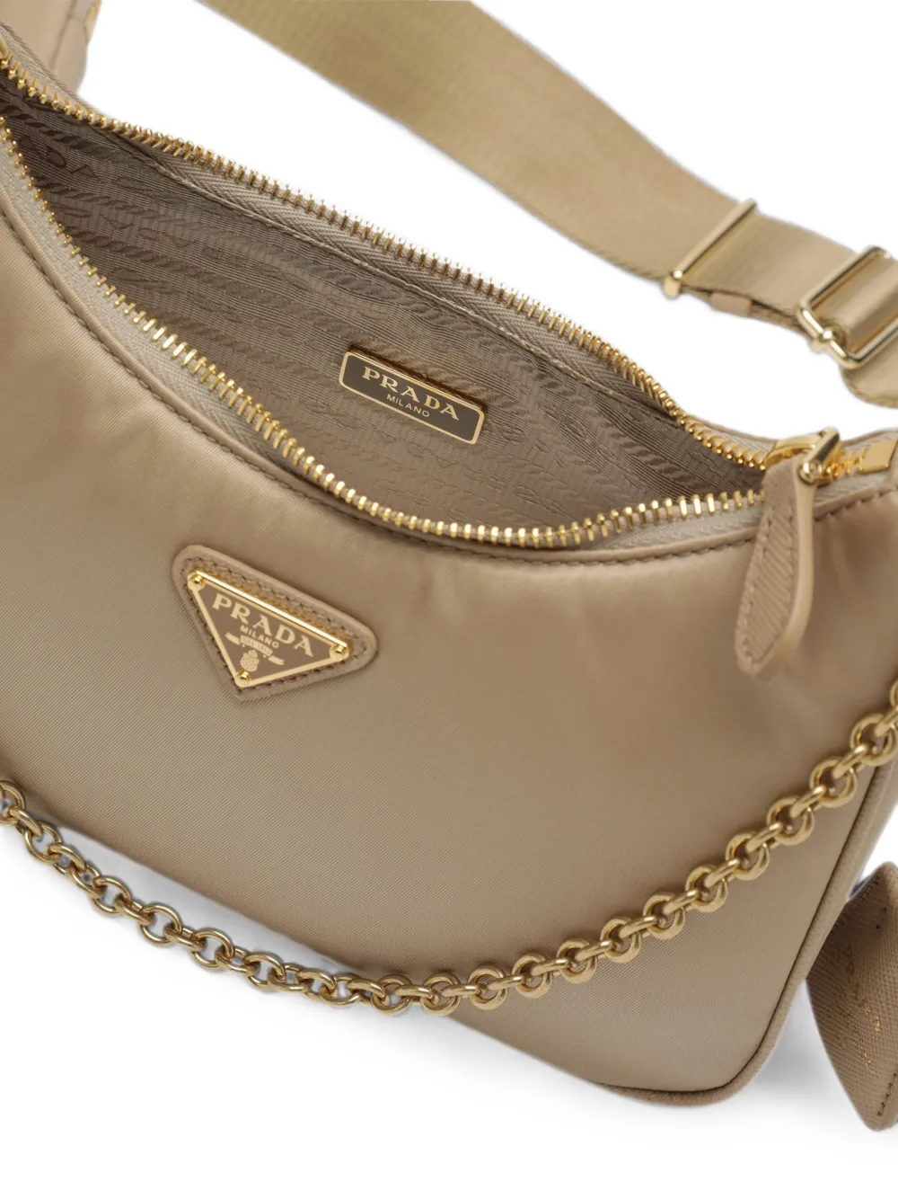 Prada Re-Edition 2005 schoudertas Beige