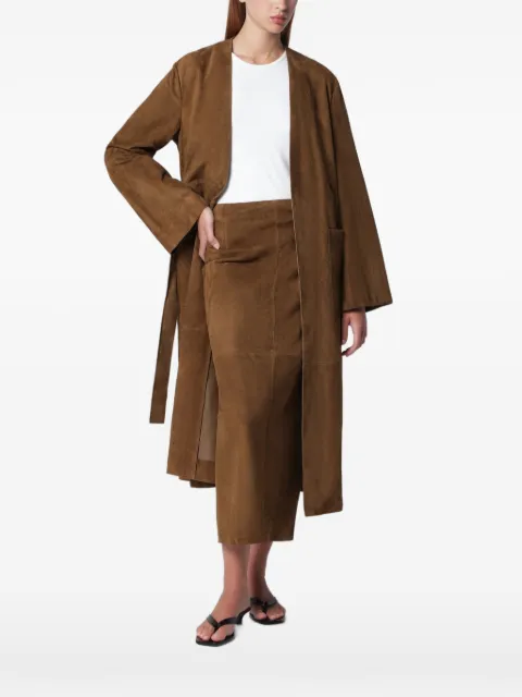Nour Hammour Ruelle belted suede trench coat