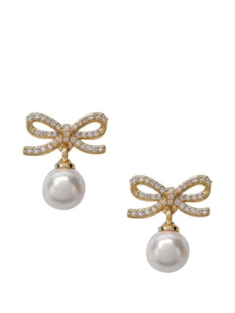 Self-Portrait bow faux-pearl earrings
