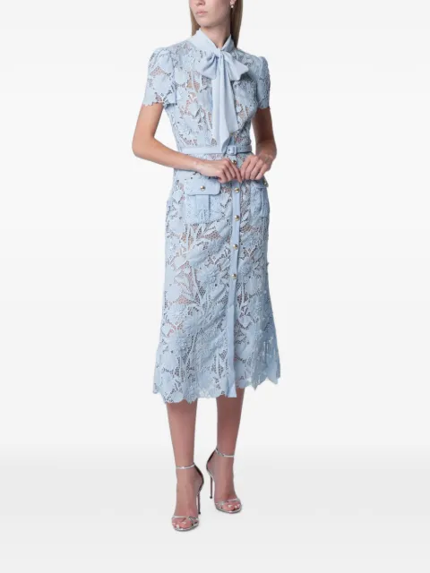 Self-Portrait guipure lace tie-neck midi dress