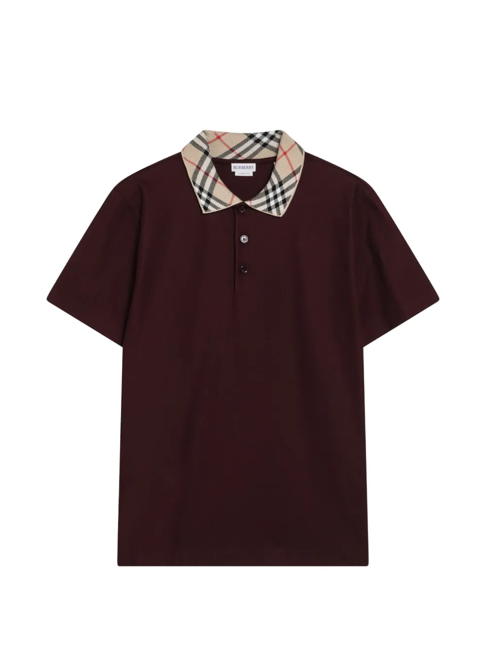 Burberry Polo in cotone con colletto Check - Rosso