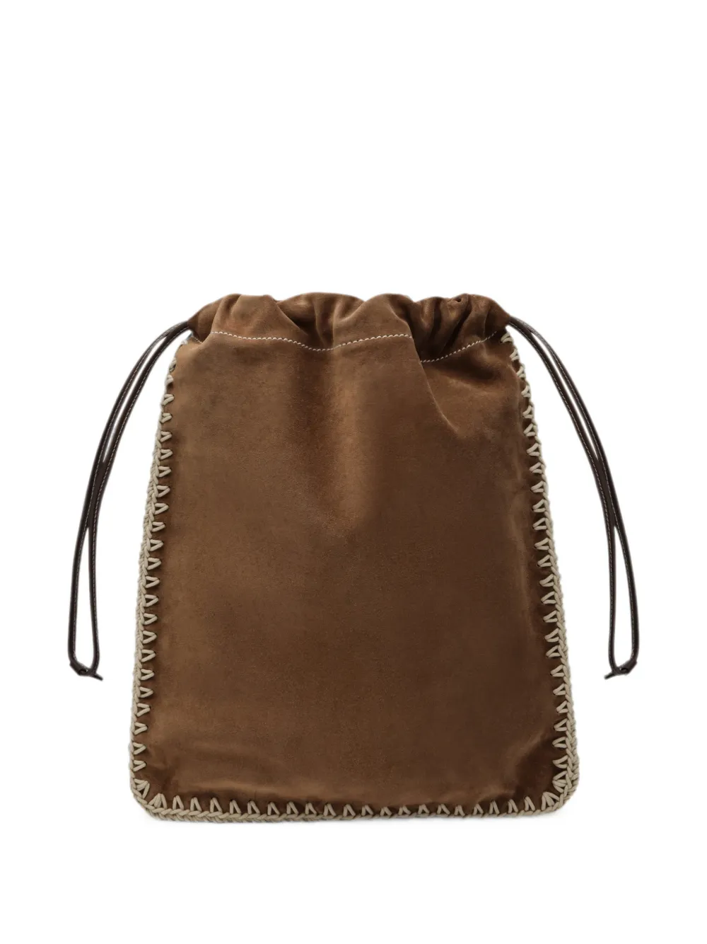 Prada Wish suède bucket-tas met stiksels Bruin
