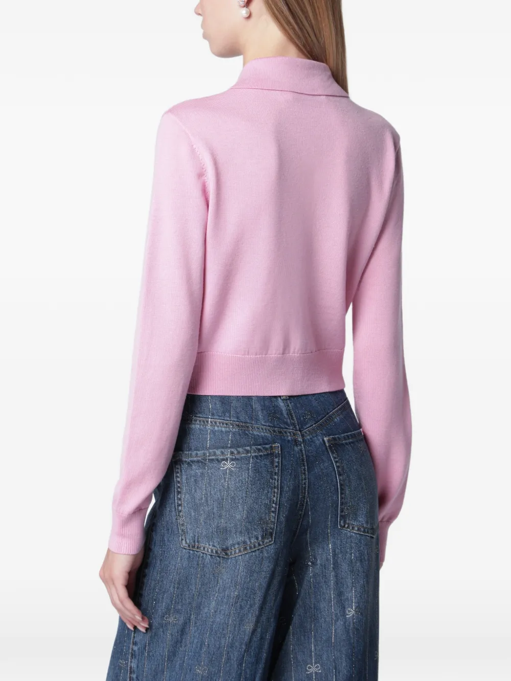 Self-Portrait Gebreid vest met geborduurde bloemen Roze
