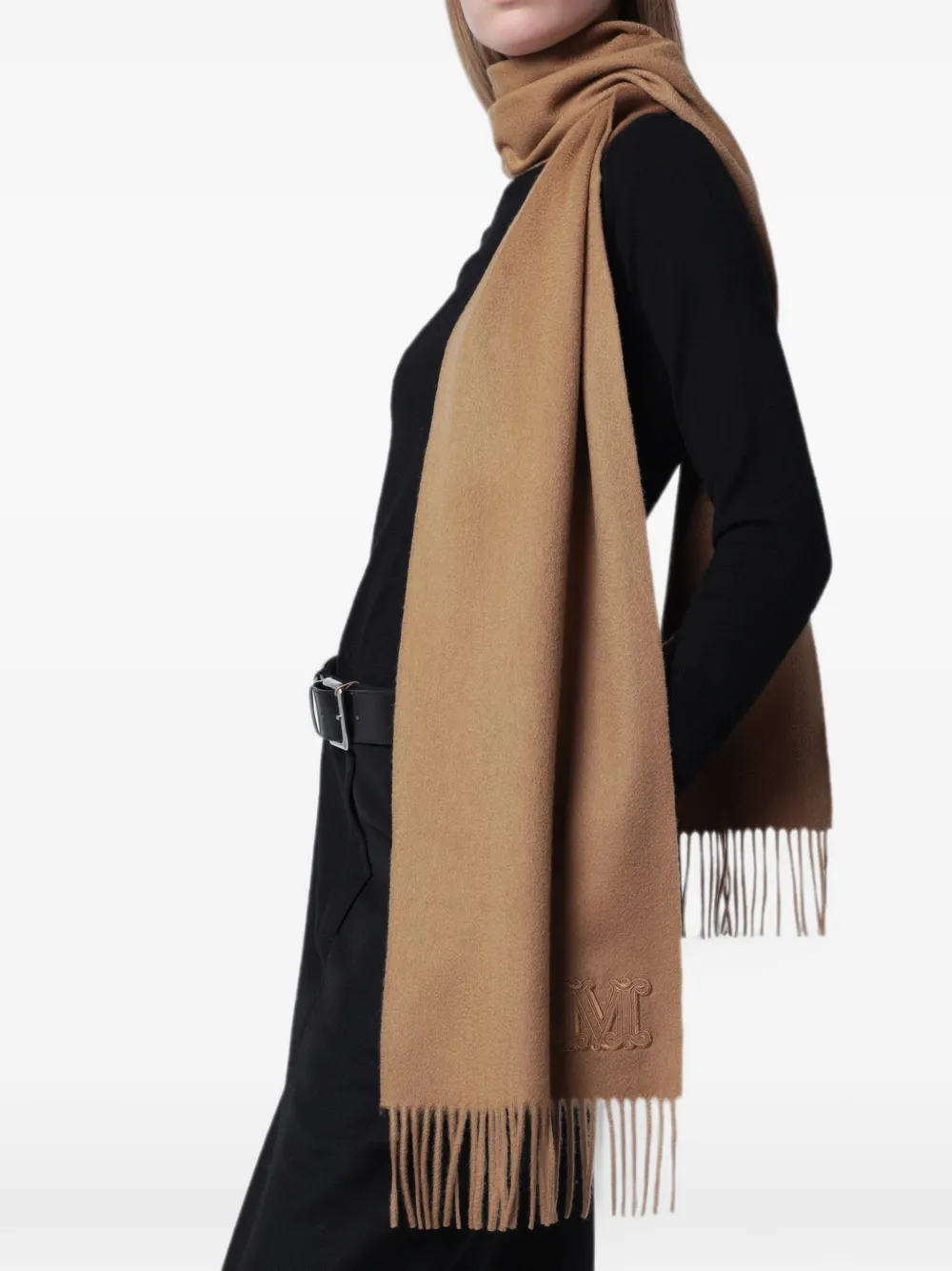 Max Mara Kasjmier sjaal met franje Beige