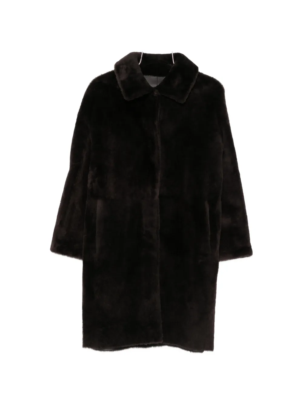 Manzoni 24 Shearling Spread-collar Reversible Coat In Black