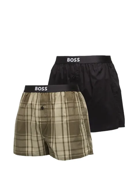 HUGO logo-waistband check-print boxer shorts (set of two)