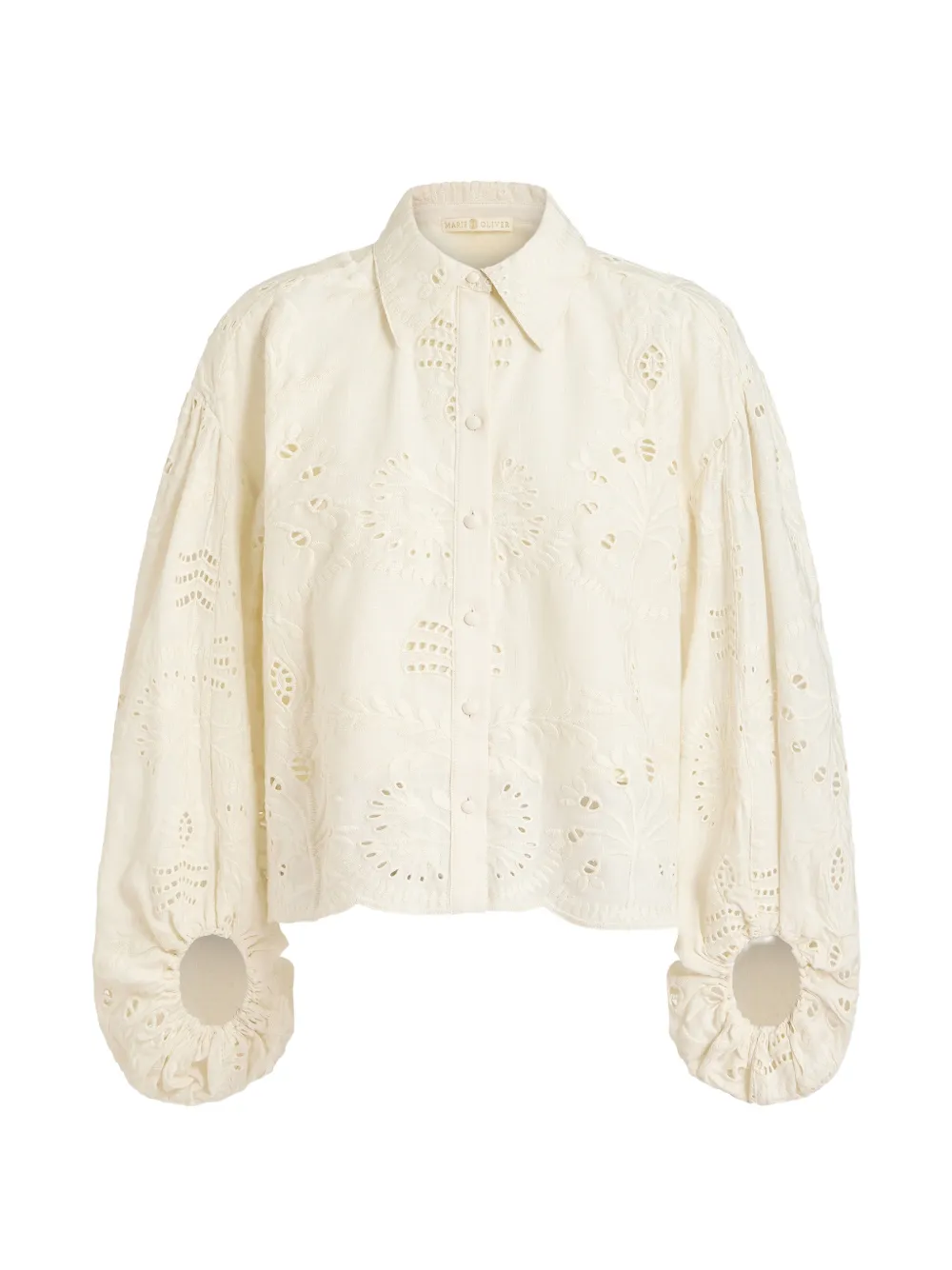 Marie Oliver Ivana broderie-anglaise puff-sleeve shirt