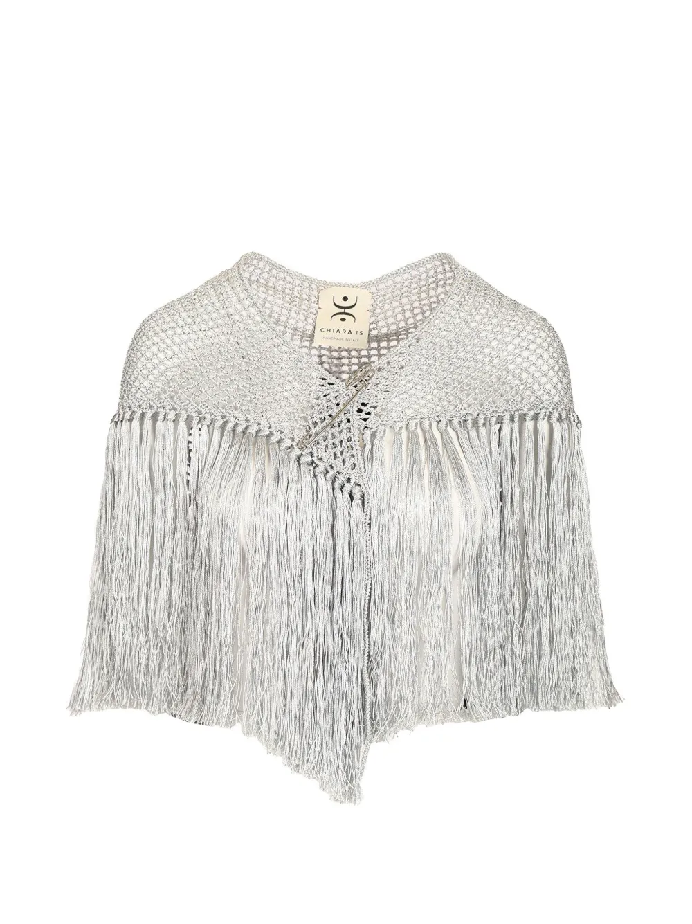 Chiara Is crochet-knit fringed shawl