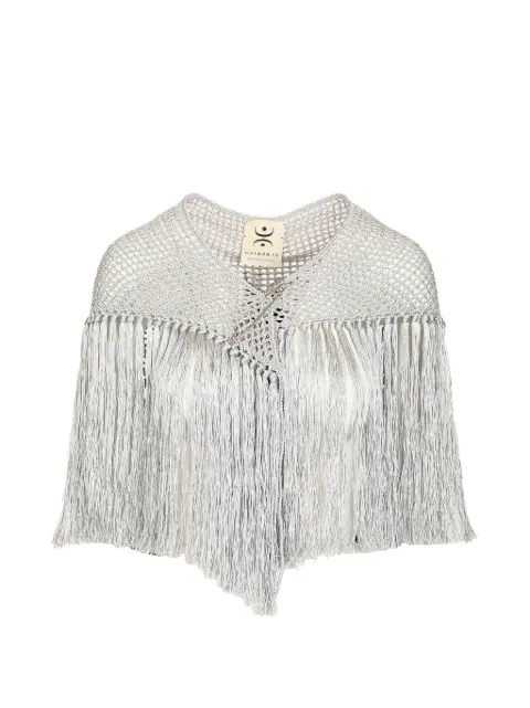 Chiara Is crochet-knit fringed shawl