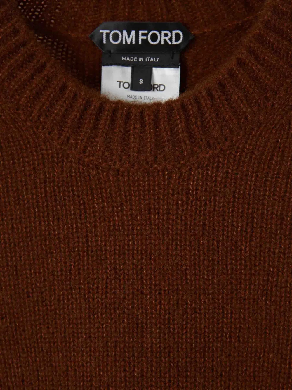TOM FORD Trui met geribbelde afwerking en ronde hals Bruin