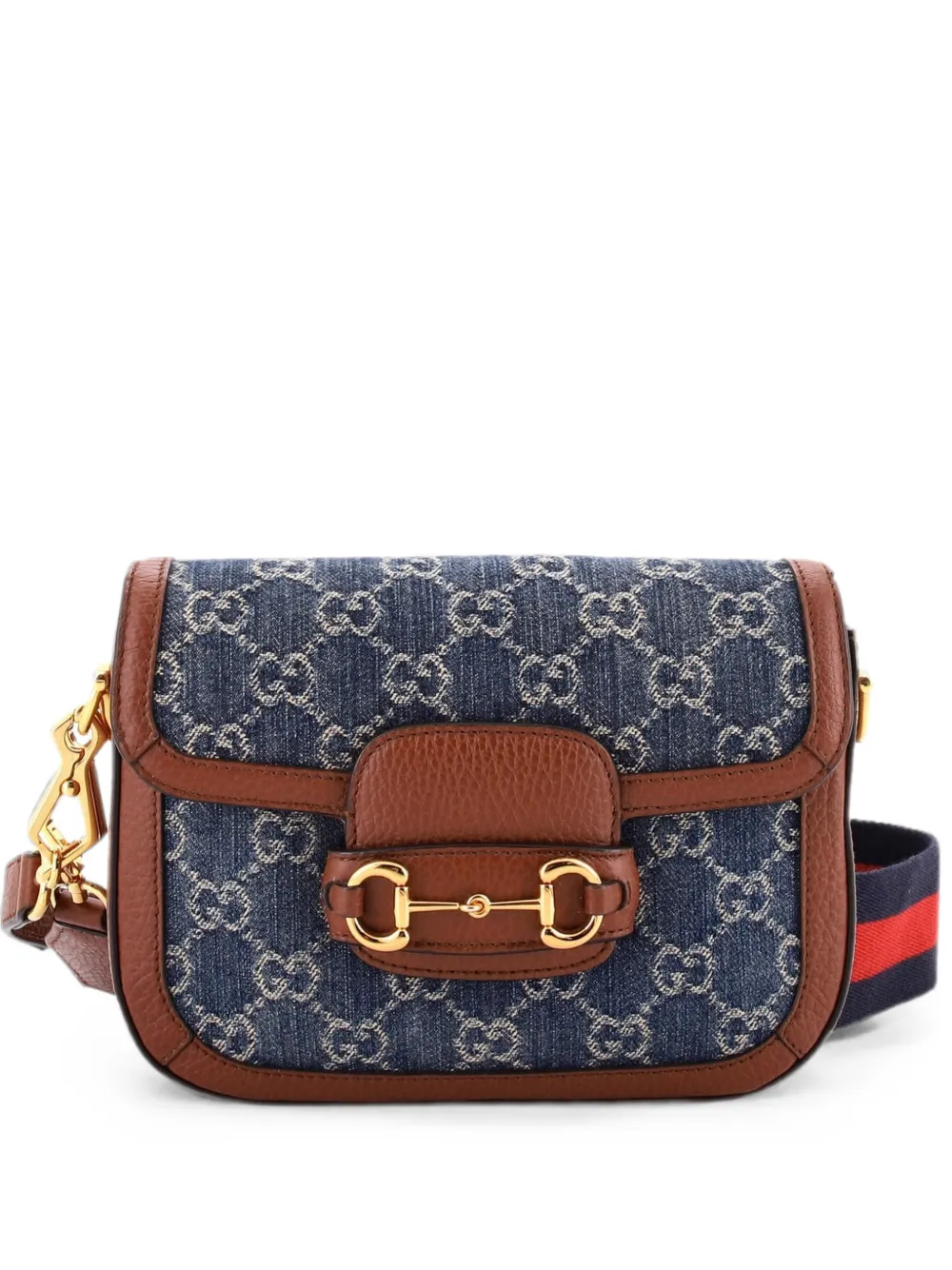 Gucci Pre-Owned Horsebit 1955 GG Denim Mini shoulder bag - Blu