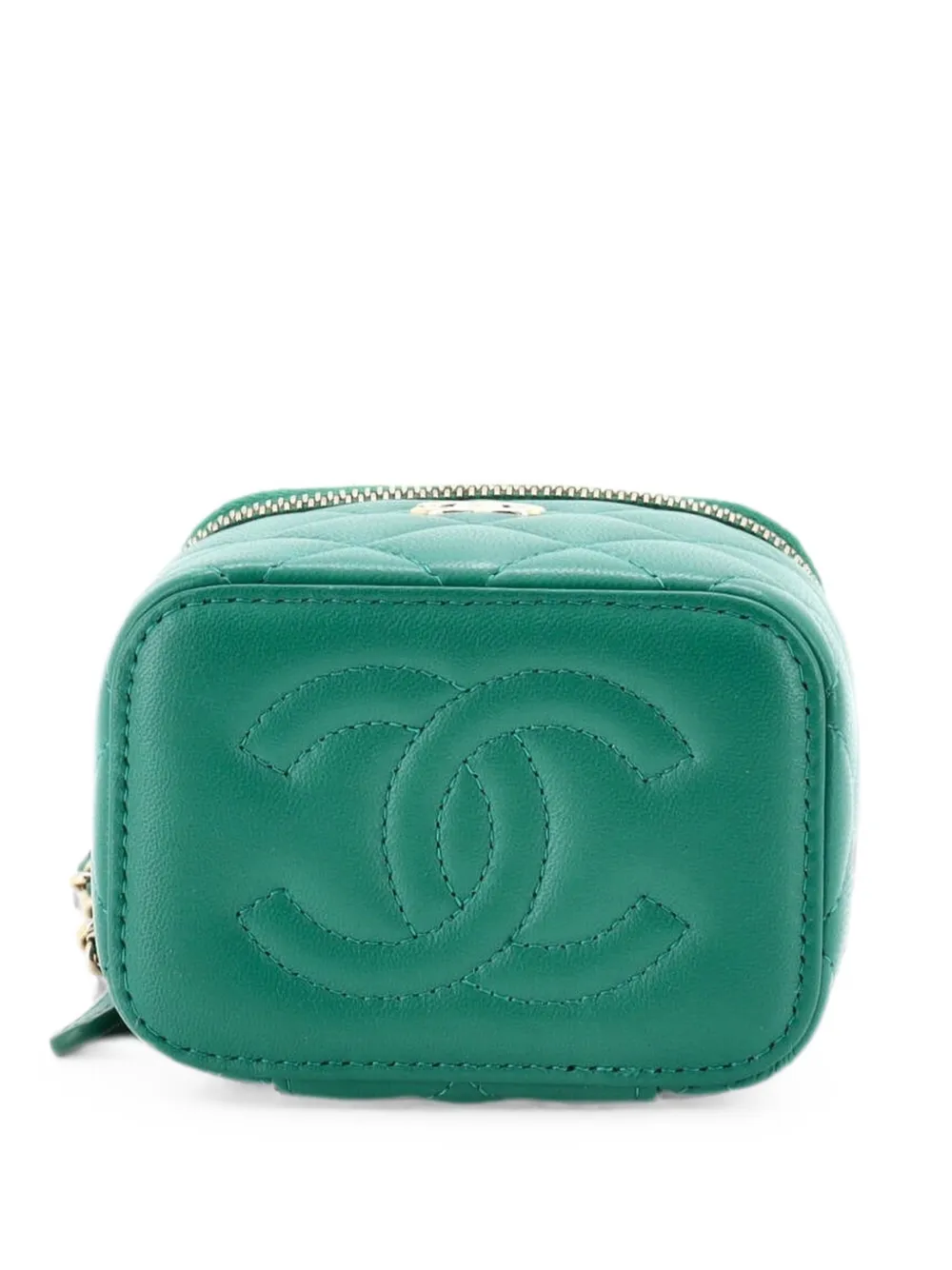 CHANEL Pre-Owned Classic Top Handle Vanity Case with Chain Quilted Lambskin Mini crossbody bag - Verde