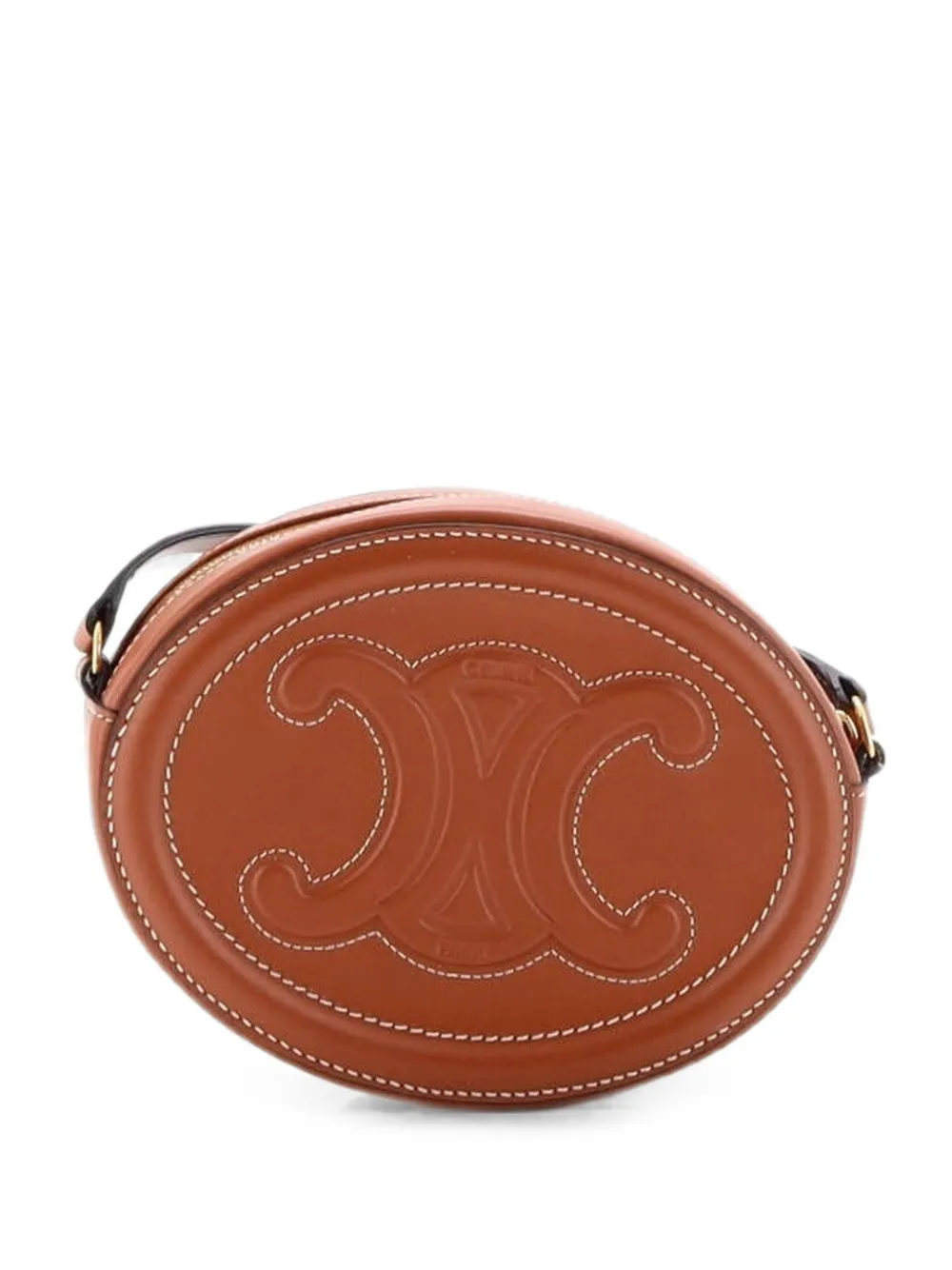 Celine Pre-Owned Triomphe Oval Leather Mini crossbody bag - Marrone