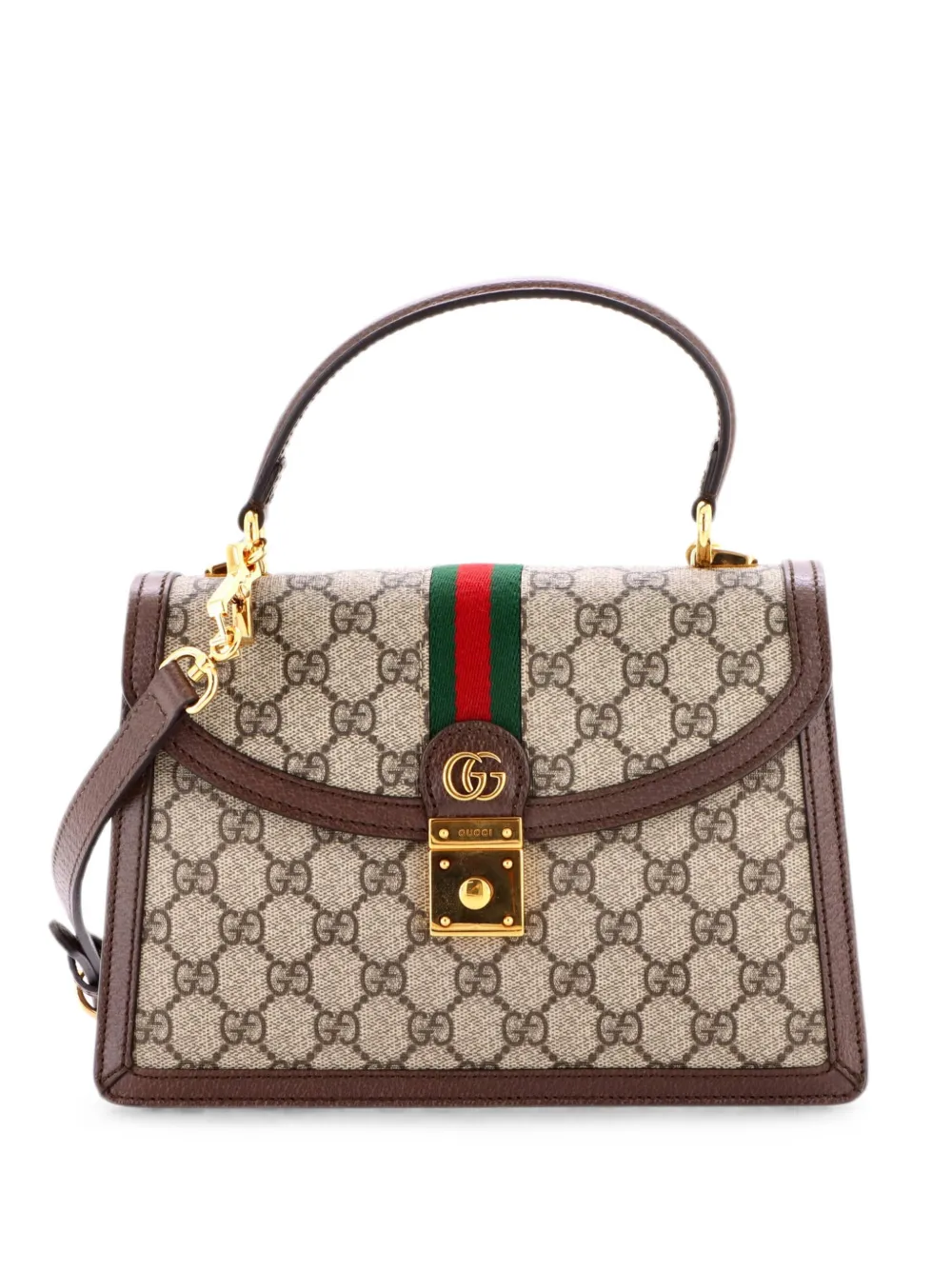 Gucci Pre-Owned Ophidia Flap Top Handle Bag GG Coated Canvas Small satchel - Marrone