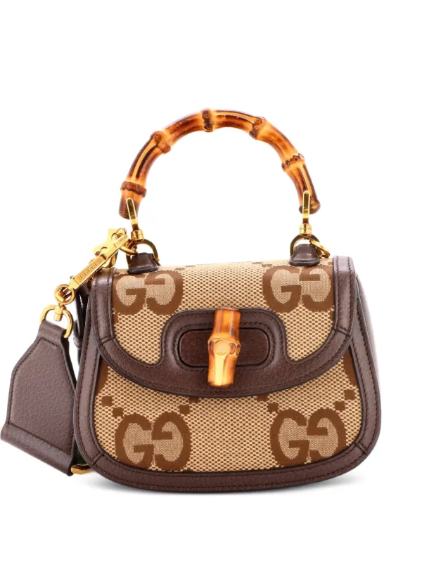 Gucci Pre-Owned バンブー1947 トップハンドル ジャンボ GGキャンバス 