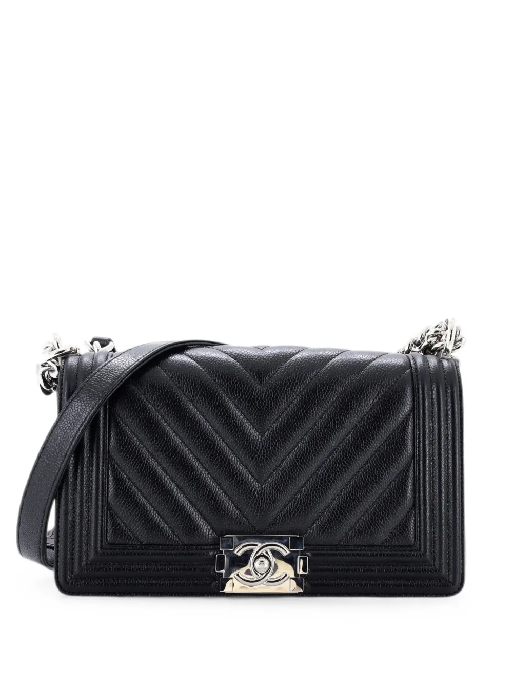 CHANEL Pre-Owned Boy Flap Bag Chevron Caviar Old Medium shoulder bag - Nero