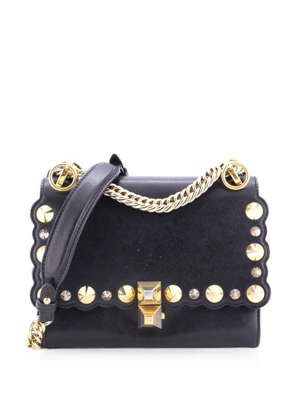 Fendi Pre-Owned Kan I Bag Studded Leather Small shoulder bag - Nero