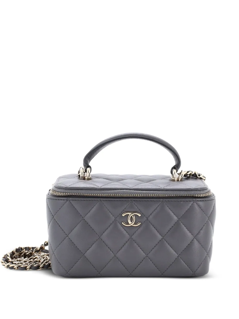 CHANEL Pre-Owned Classic Top Handle Vanity Case with Chain Quilted Lambskin Small crossbody bag - Grey