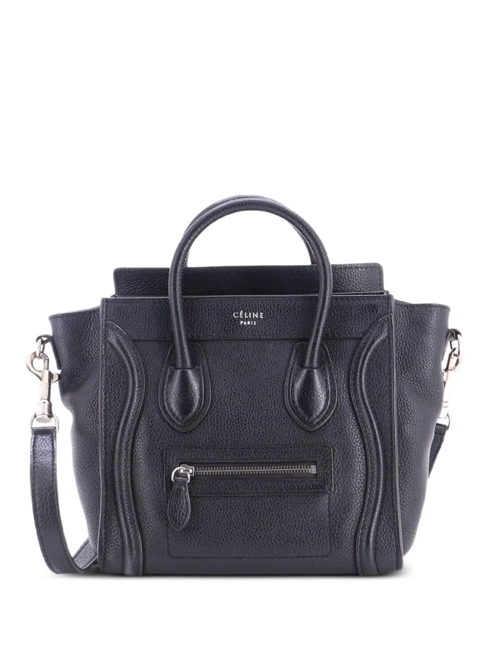 Celine Pre-Owned Luggage Bag Grainy Leather Nano crossbody bag - Black