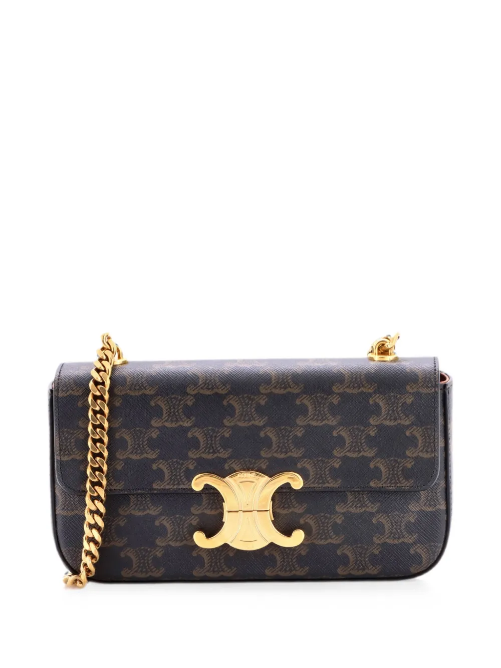 Celine Pre-Owned Triomphe Chain Triomphe Coated Canvas Small shoulder bag - Marrone