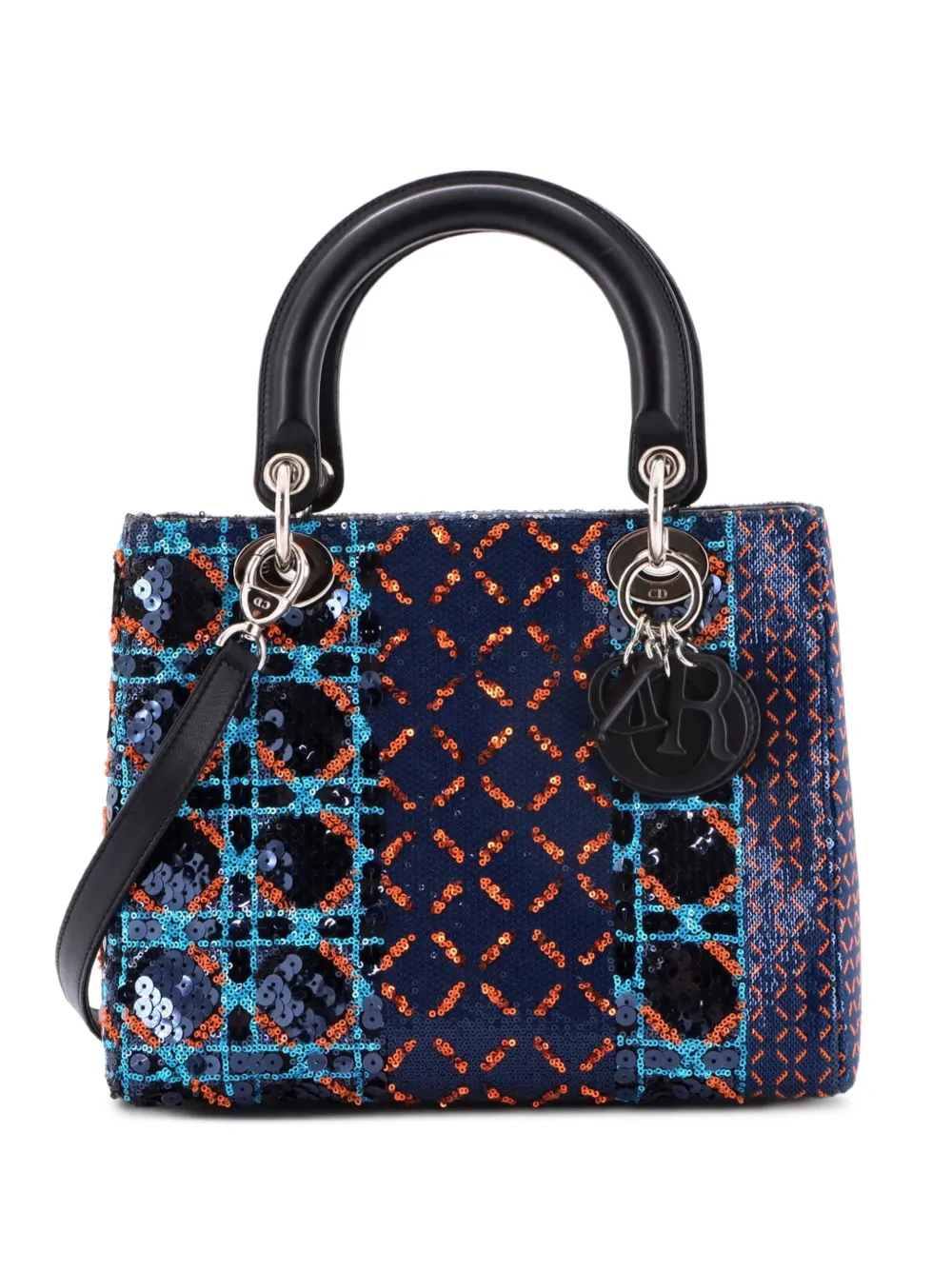 Christian Dior Pre-Owned Lady Dior Bag Sequin Jacquard Medium satchel - Black