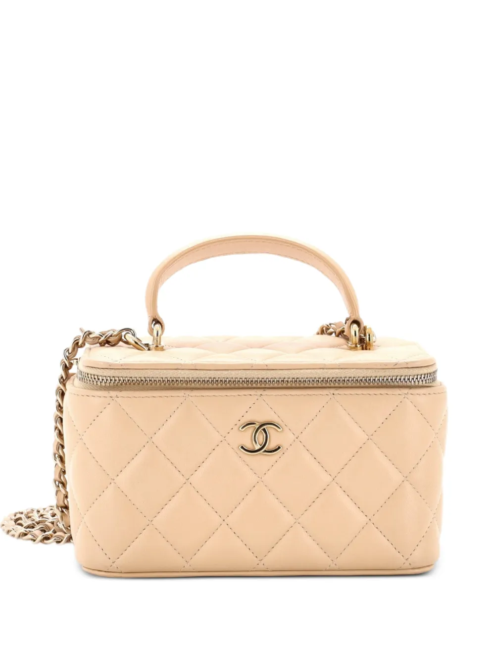 CHANEL Pre-Owned Classic Top Handle Vanity Case with Chain Quilted Lambskin Small crossbody bag - Neutrals