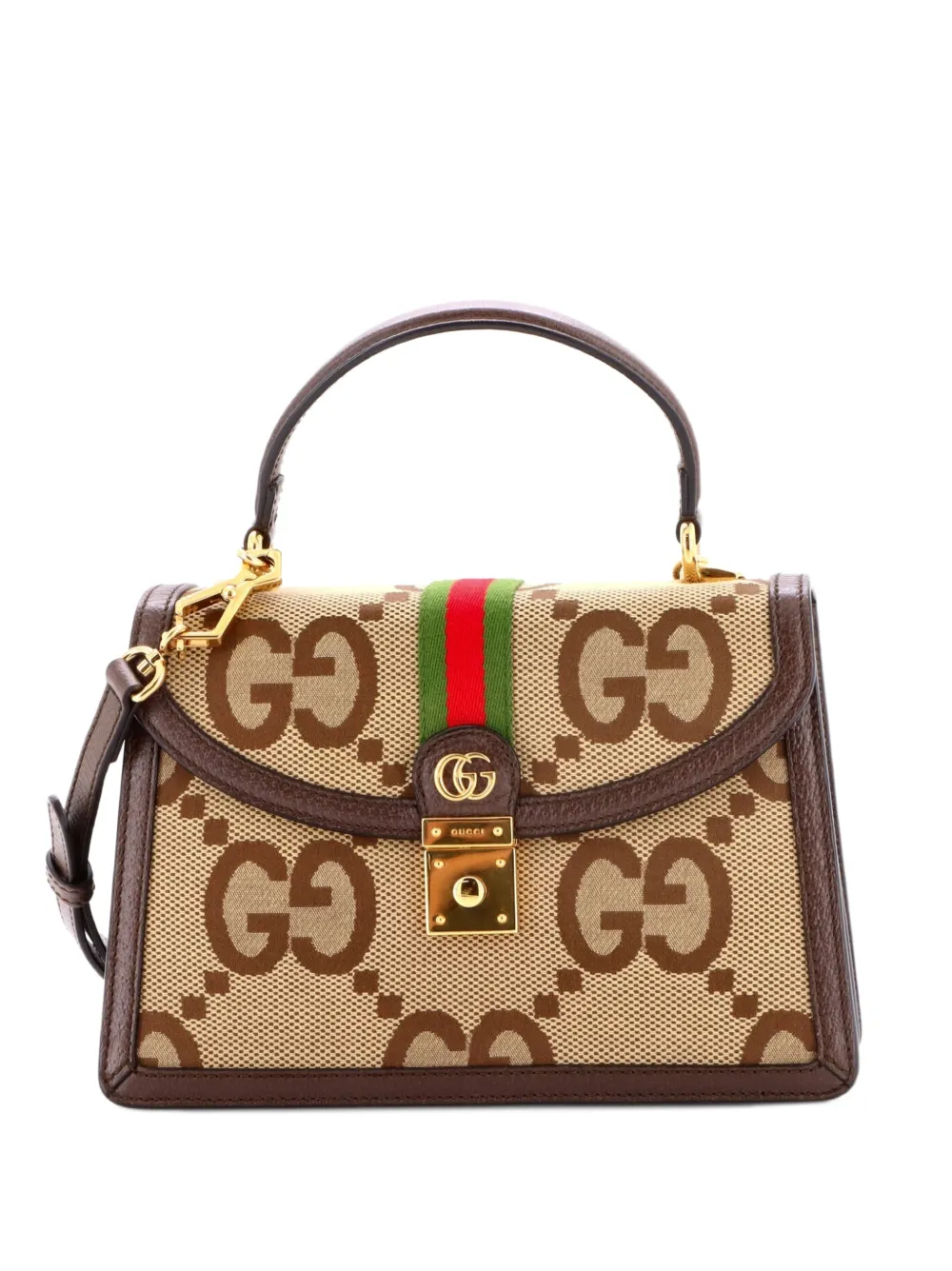 Gucci Pre-Owned Kleine Ophidia Umhängetasche aus Canvas mit Klappe und Henkel - Braun