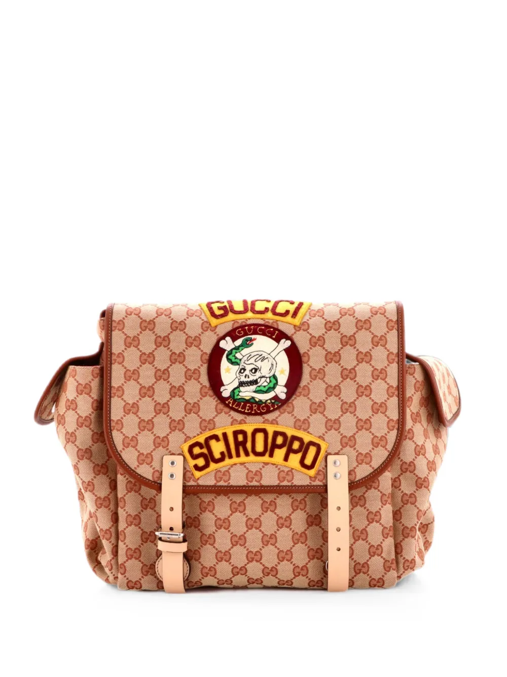 Gucci Pre-Owned Children's Flap Embroidered GG Canvas backpack - Marrone