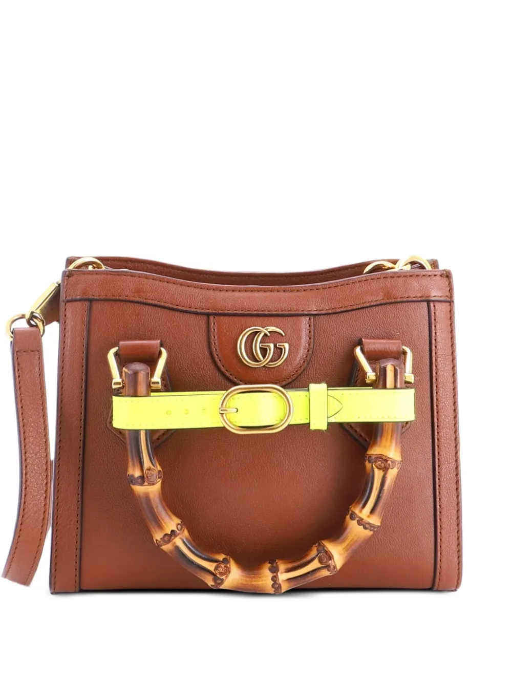 Gucci Pre-Owned Borsa a tracolla Diana NM Bamboo mini in pelle con manico - Marrone