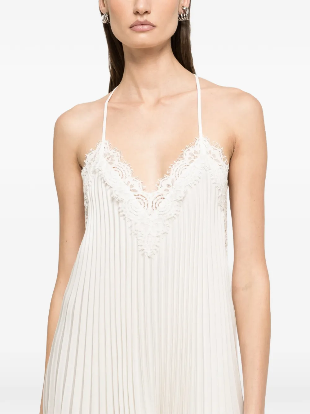 NISSA backless pleated mini dress - Weiß