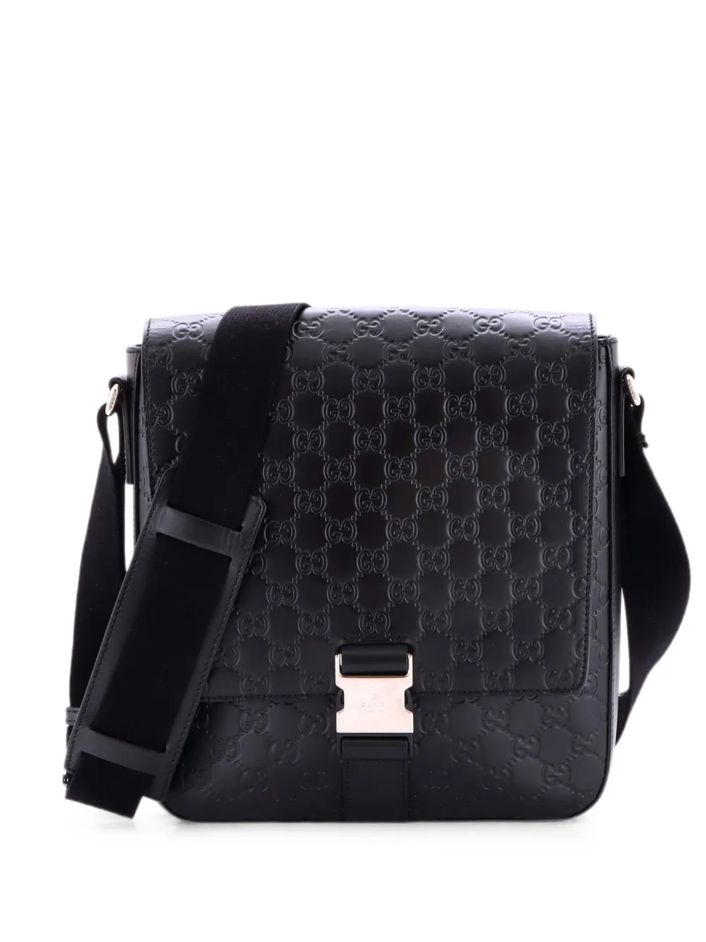 Gucci Pre-Owned Buckle Flap Messenger Bag Guccissima Leather Small crossbody bag - Nero