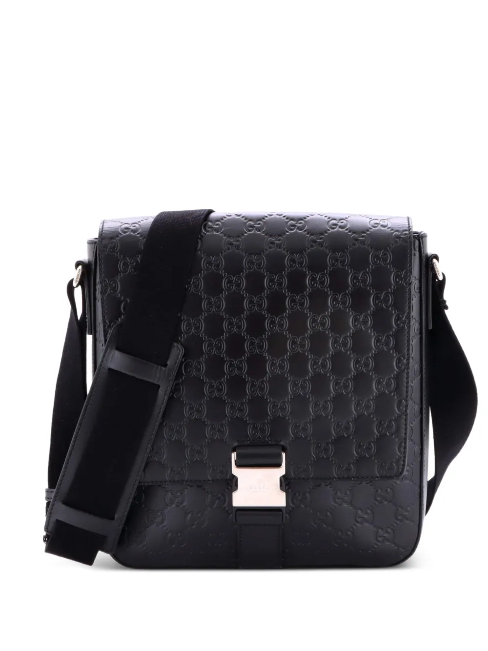 Gucci Pre-Owned Buckle Flap Messenger Bag Guccissima Leather Small crossbody bag - Nero