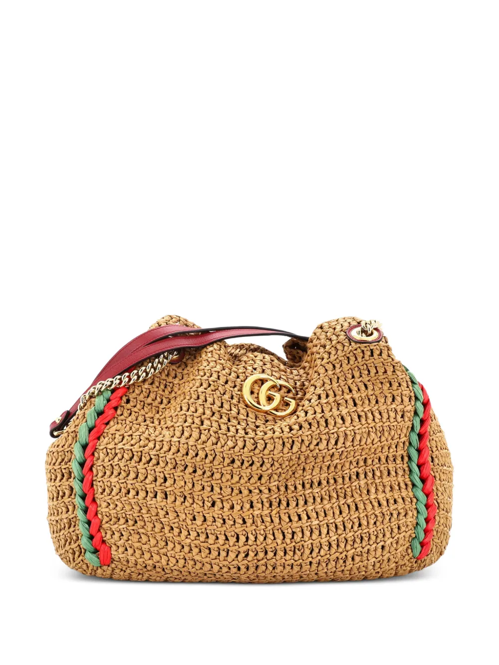 Gucci Pre-Owned Großer GG Marmont Chain Tote Bag aus Raffiabast - Braun