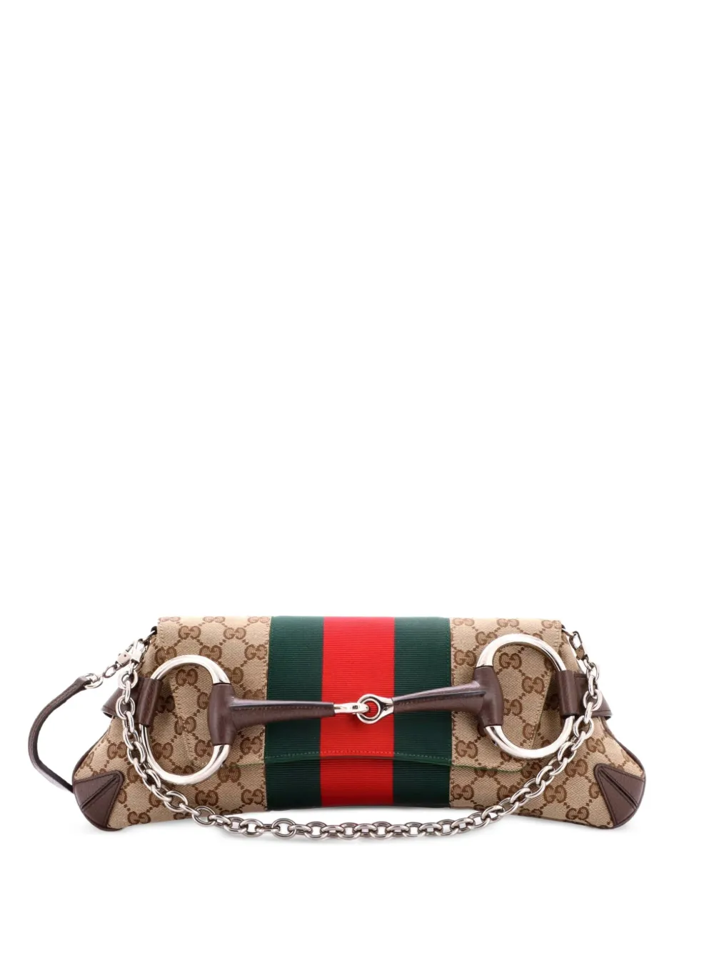 Gucci Pre-Owned Kleine Horsebit NM Clutch aus GG Canvas - Braun