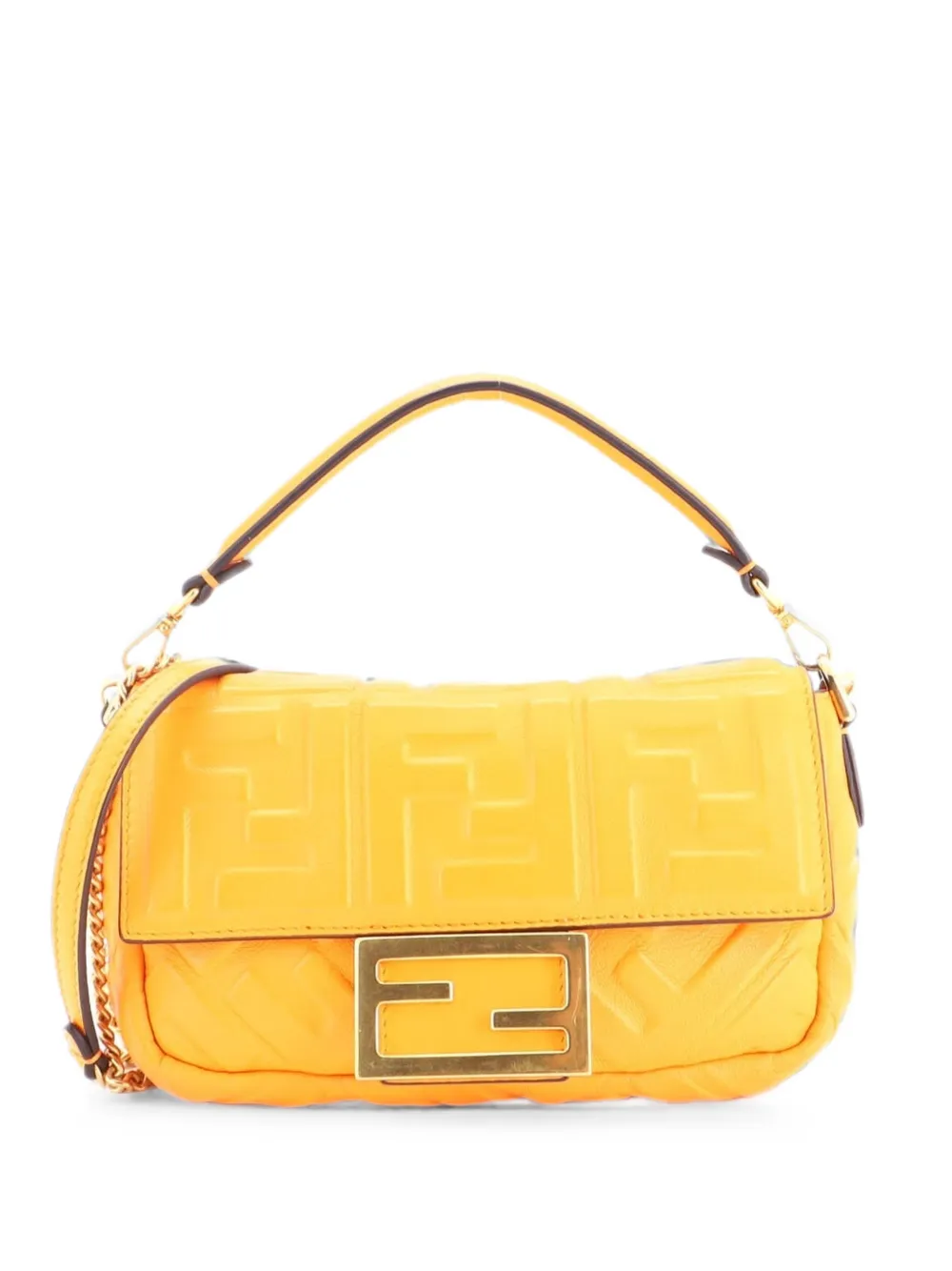 Fendi Pre-Owned Baguette NM Bag Zucca Embossed Leather Mini crossbody bag - Arancione
