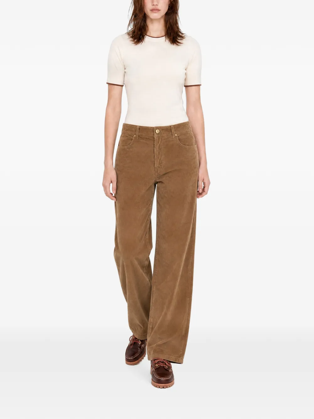 Max Mara Stretch ribfluwelen straight broek Bruin