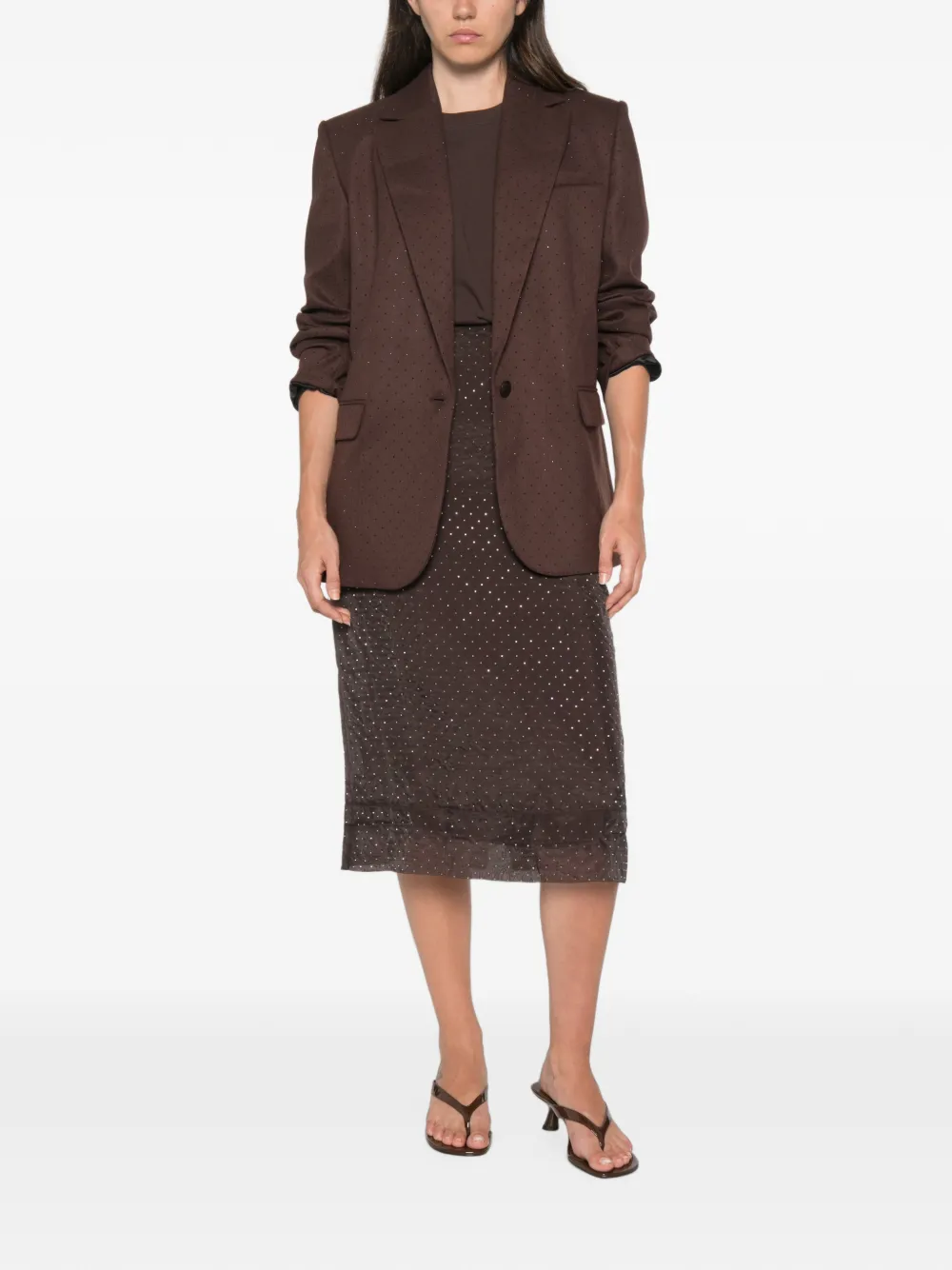 Maje Blazer verfraaid met stras Bruin