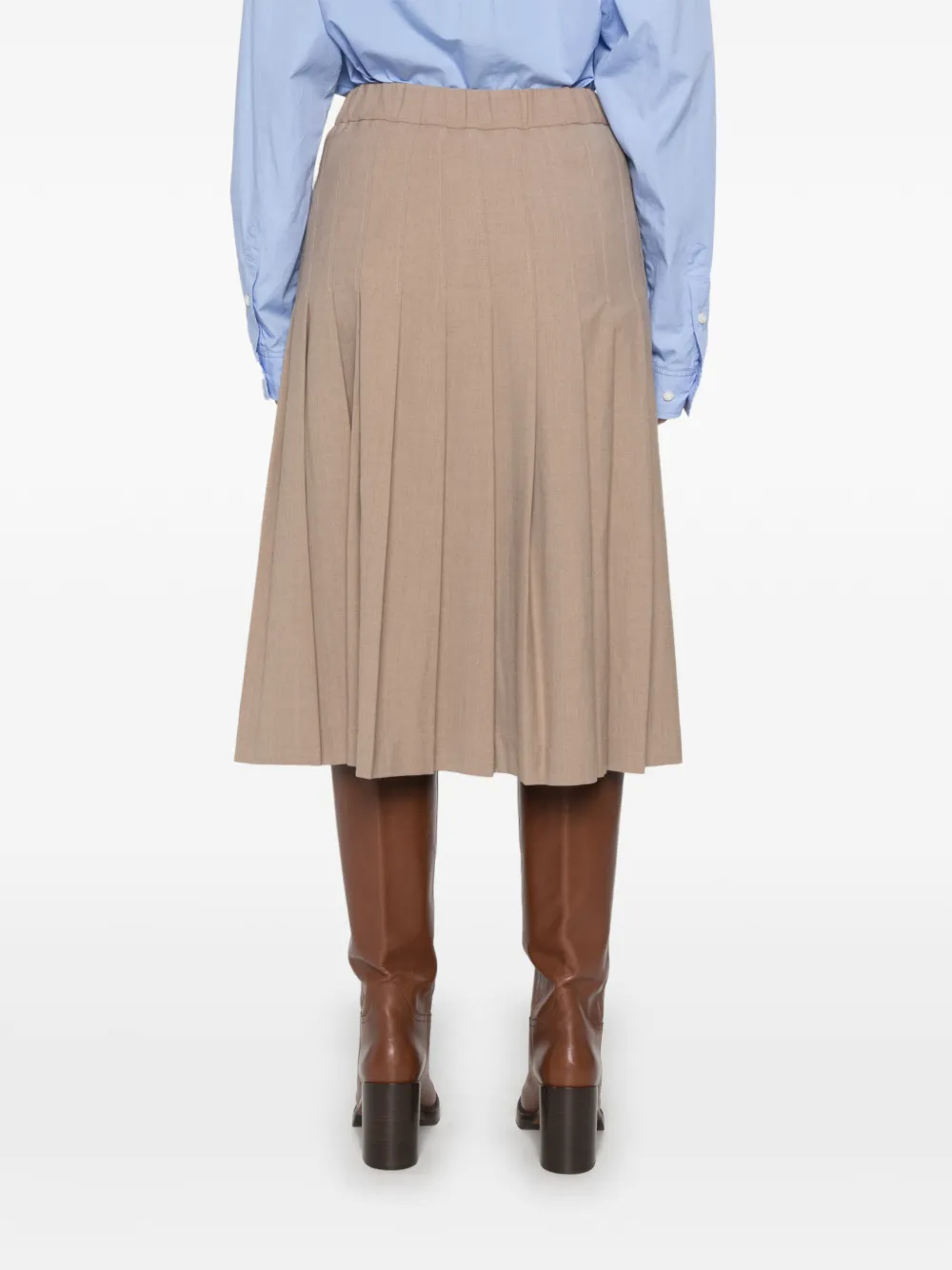 Maje buckle-detail midi pleated skirt Beige