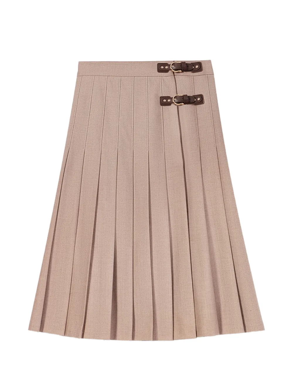 Maje buckle-detail midi pleated skirt - Toni neutri