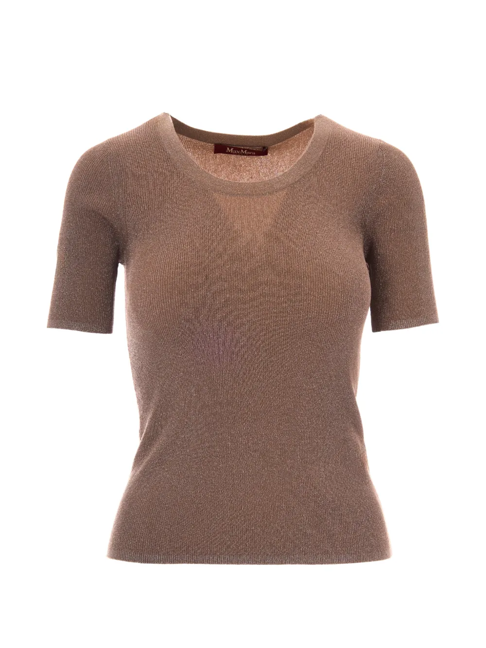Max Mara ribbed-knit metallic-thread T-shirt - Toni neutri