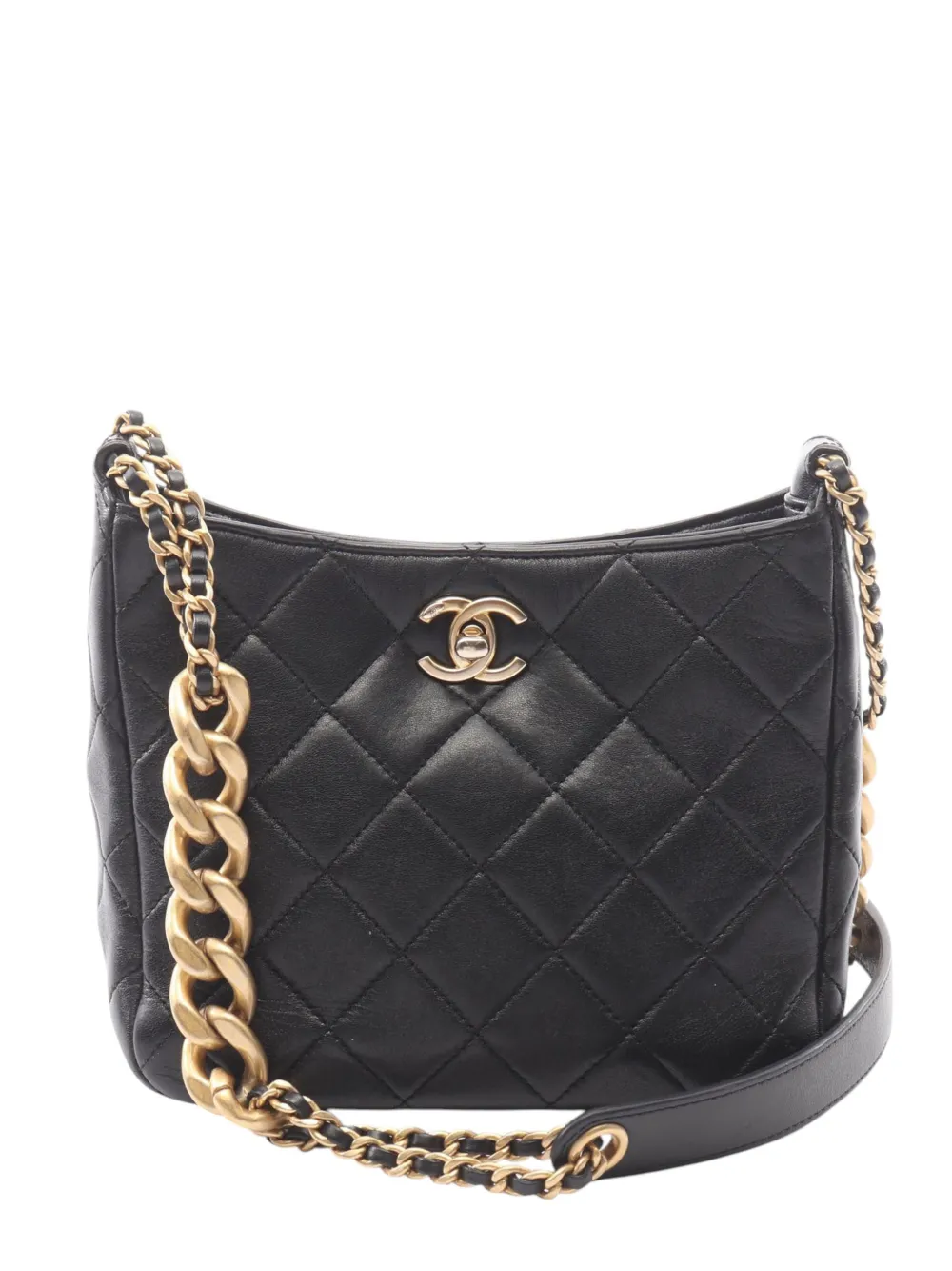 CHANEL Pre-Owned 2021-2026 CC Quilted Lambskin hobo bag - Nero