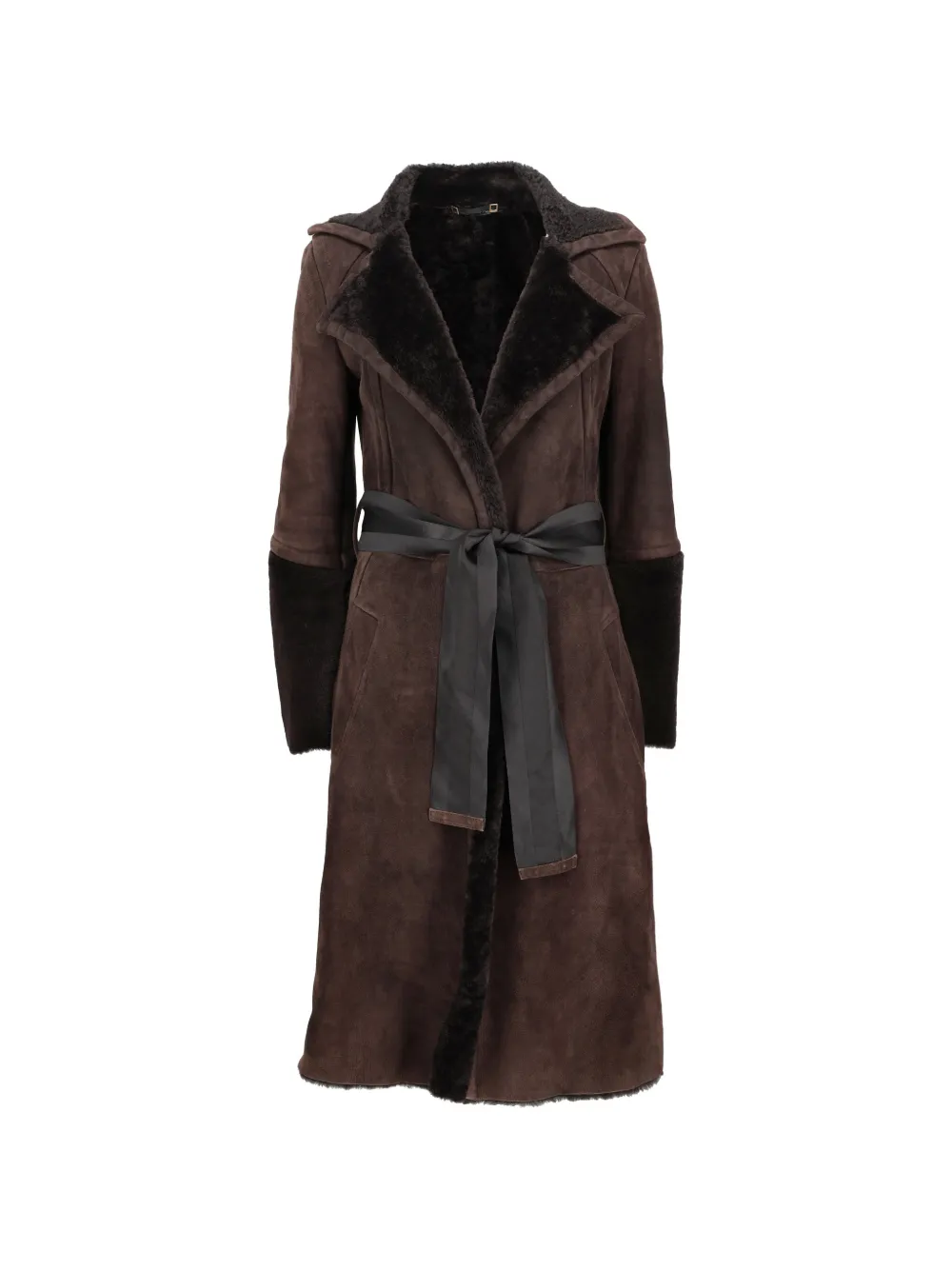 Gucci Pre-Owned belted shearling coat - Marrone